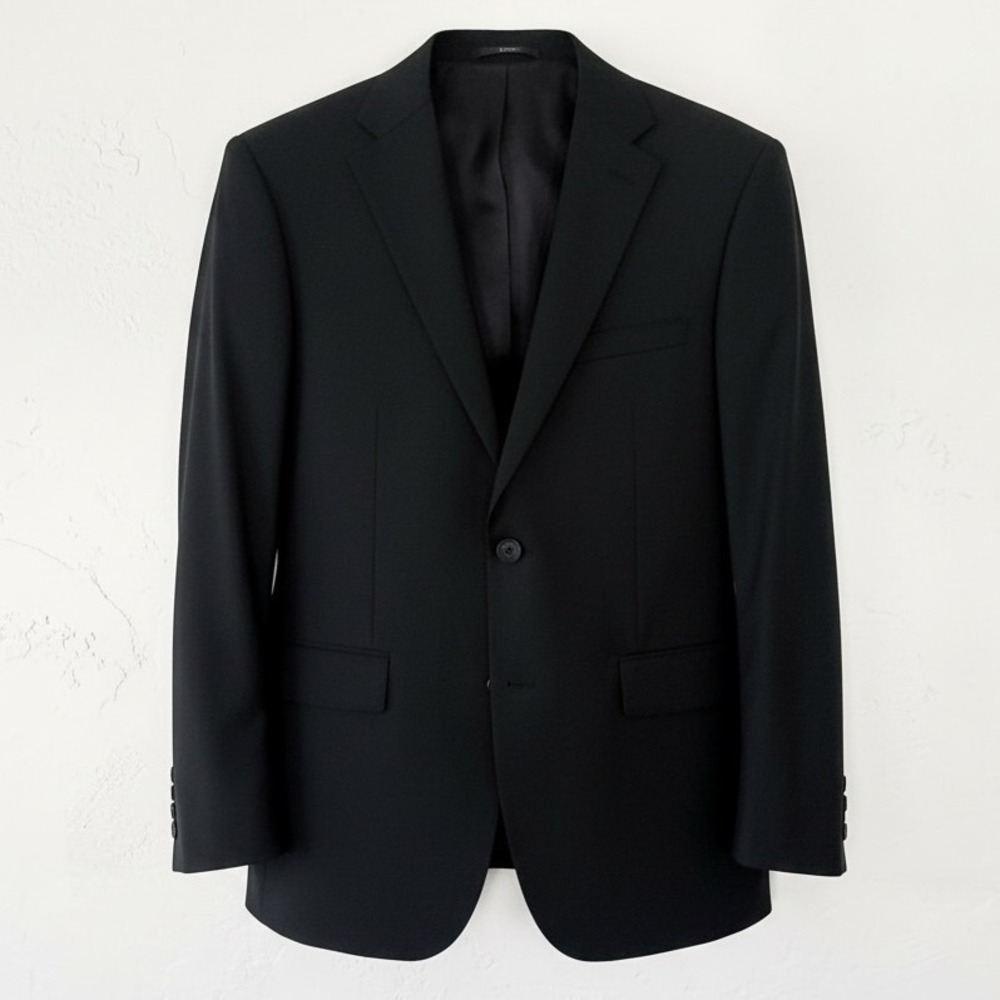 Calvin Klein Mens 40S Black Wool Blend Stretch Suit Jacket Blazer 2 Button